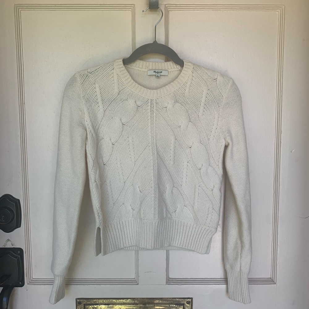 Madewell Off White Cropped Knit Sweater Top